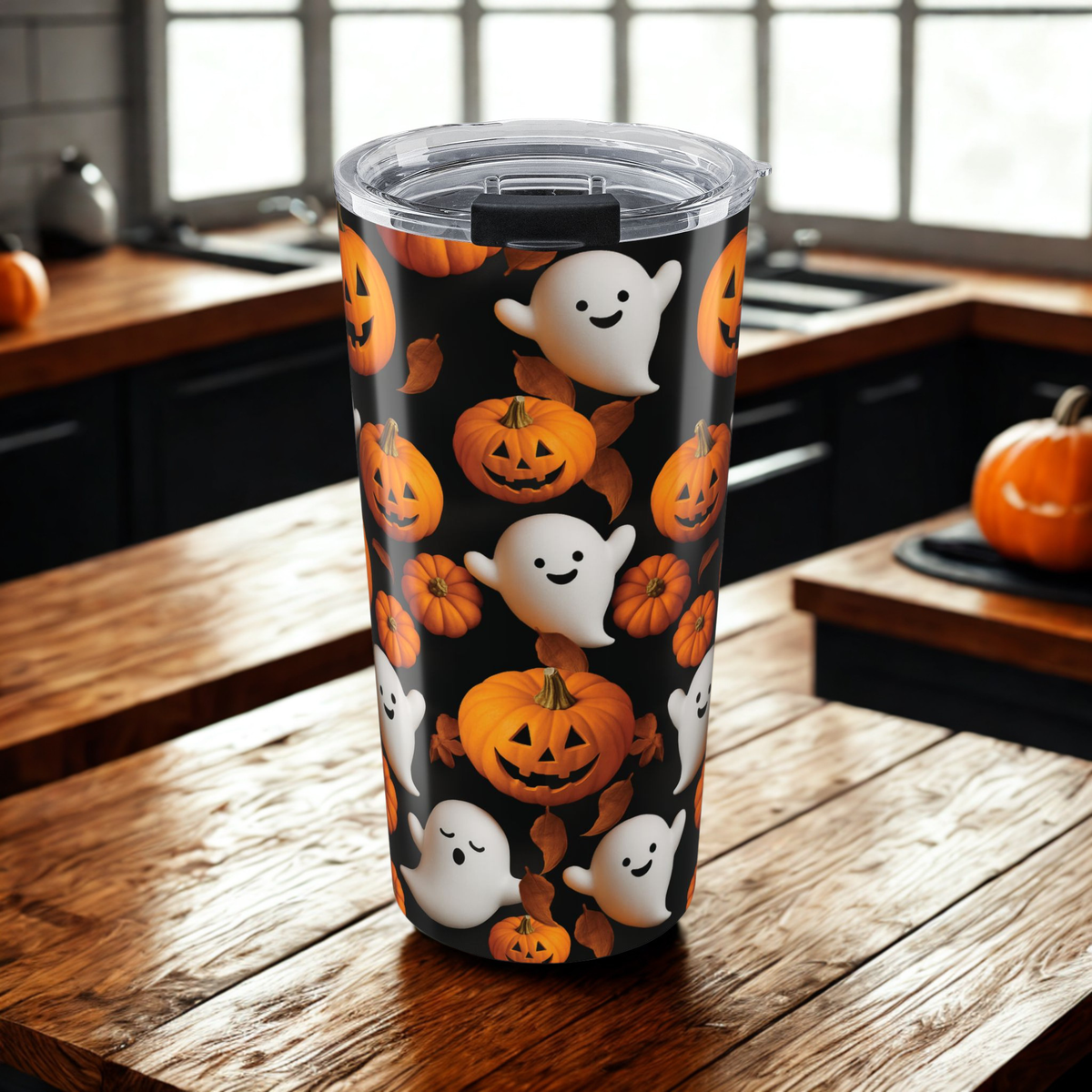 Halloween-Themed Tumbler, Spooky Coffee Cup, Halloween Party Decor