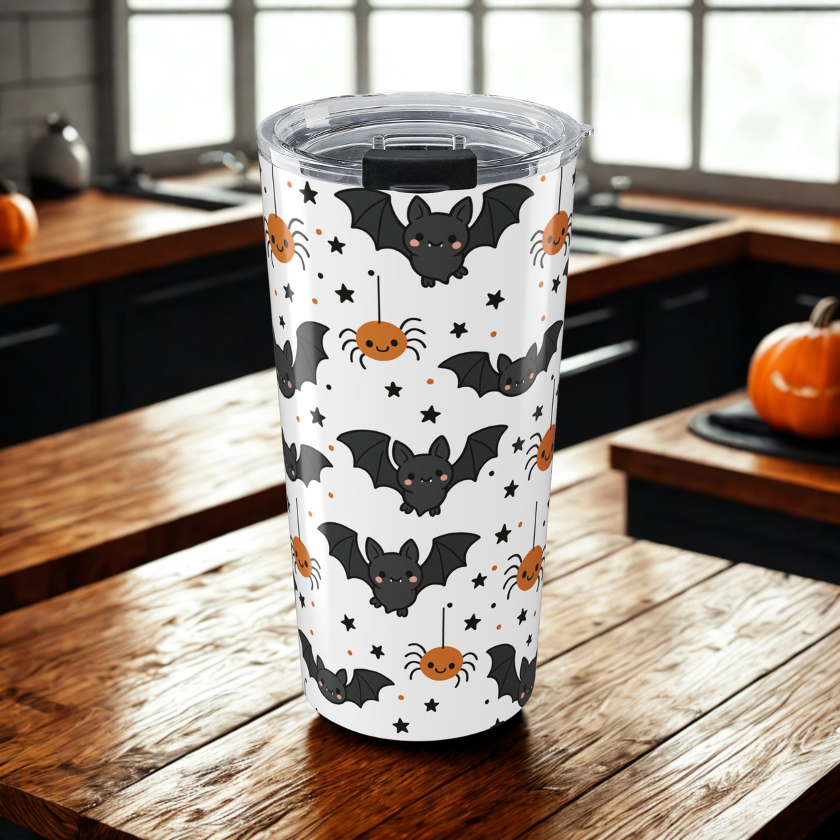 Halloween Tumbler | Cute Bat & Spider Design | Fall Decor, Party Cup