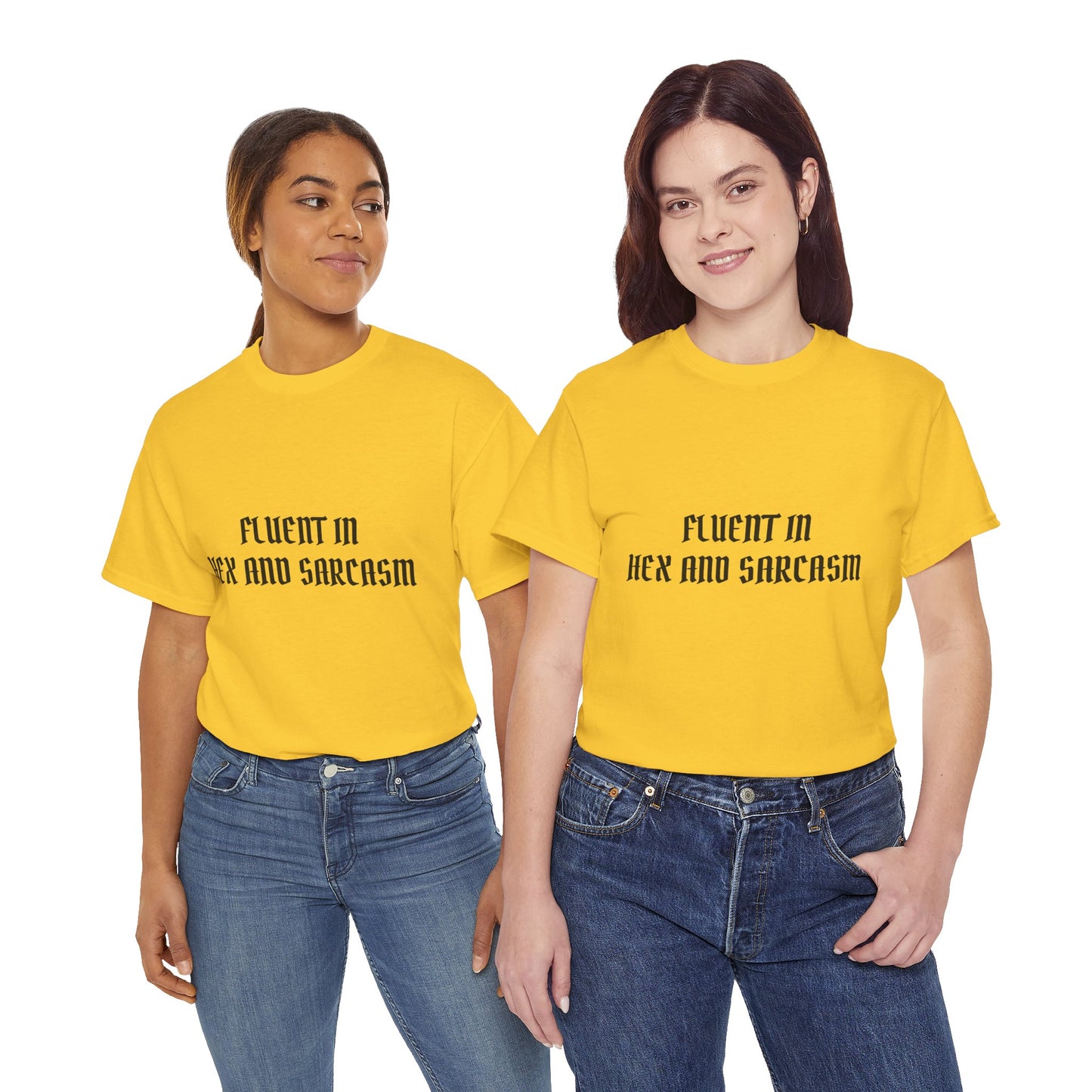 Fluent in Hex and Sarcasm Unisex Heavy Cotton Tee, Perfect for Geeky Humor Lovers, Halloween Apparel