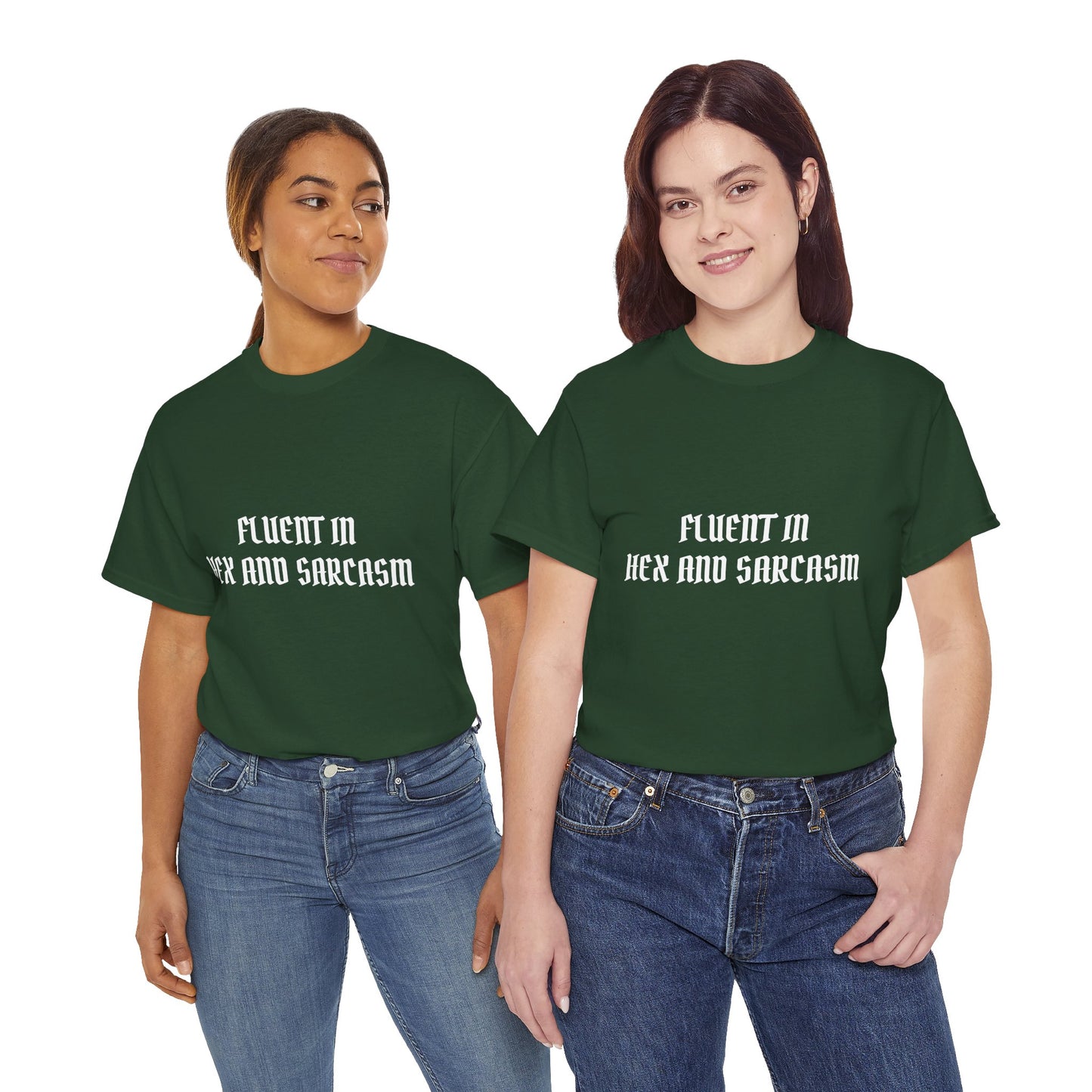 Fluent in Hex and Sarcasm Unisex Heavy Cotton Tee, Perfect for Geeky Humor Lovers, Halloween Apparel