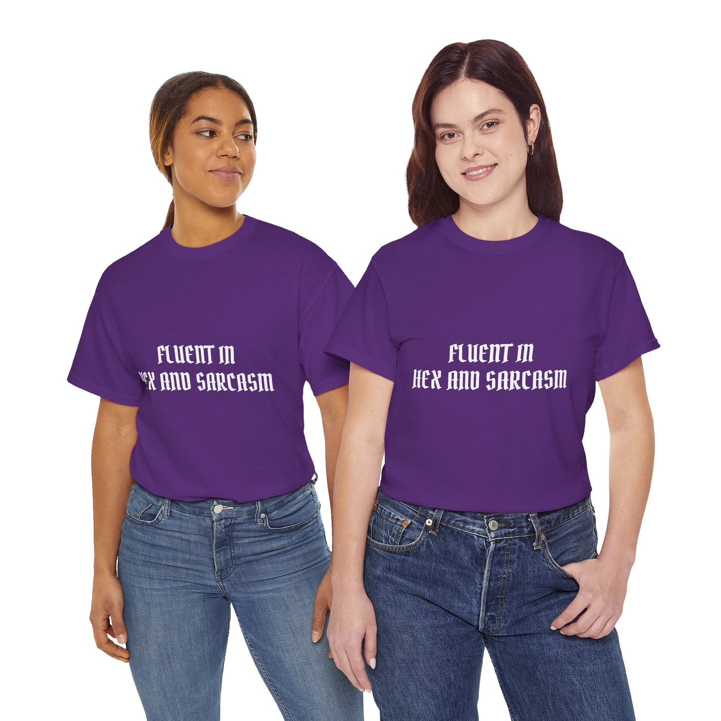 Fluent in Hex and Sarcasm Unisex Heavy Cotton Tee, Perfect for Geeky Humor Lovers, Halloween Apparel