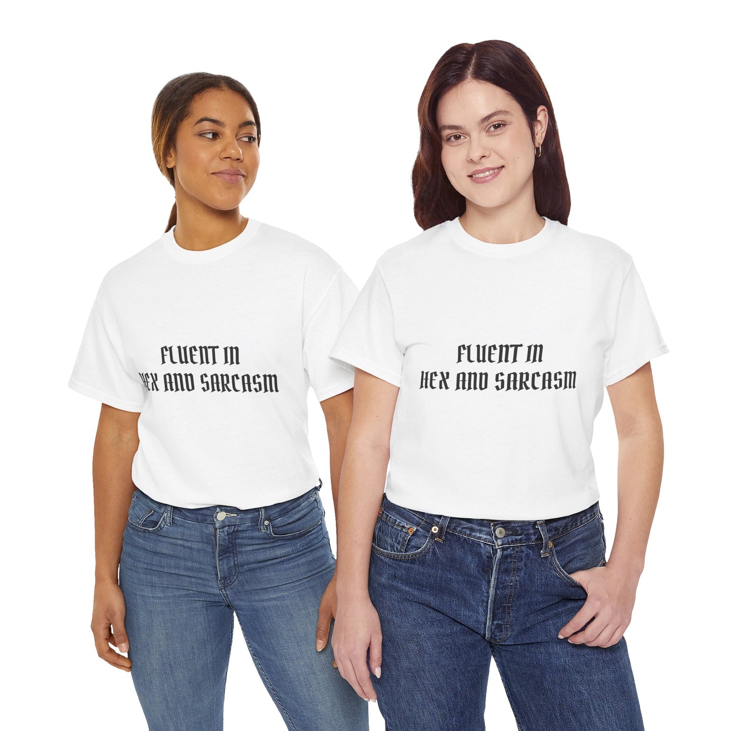 Fluent in Hex and Sarcasm Unisex Heavy Cotton Tee, Perfect for Geeky Humor Lovers, Halloween Apparel