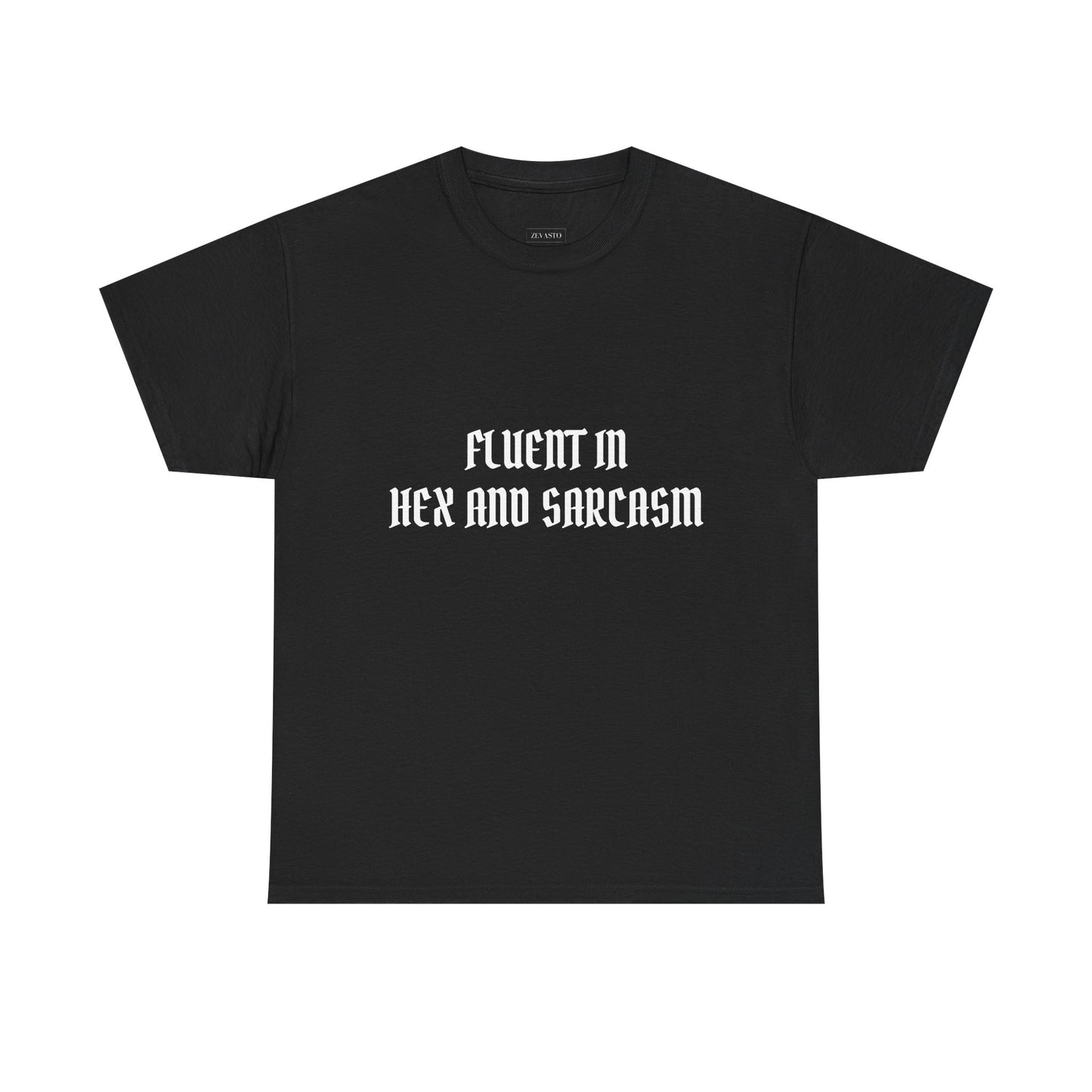 Fluent in Hex and Sarcasm Unisex Heavy Cotton Tee, Perfect for Geeky Humor Lovers, Halloween Apparel