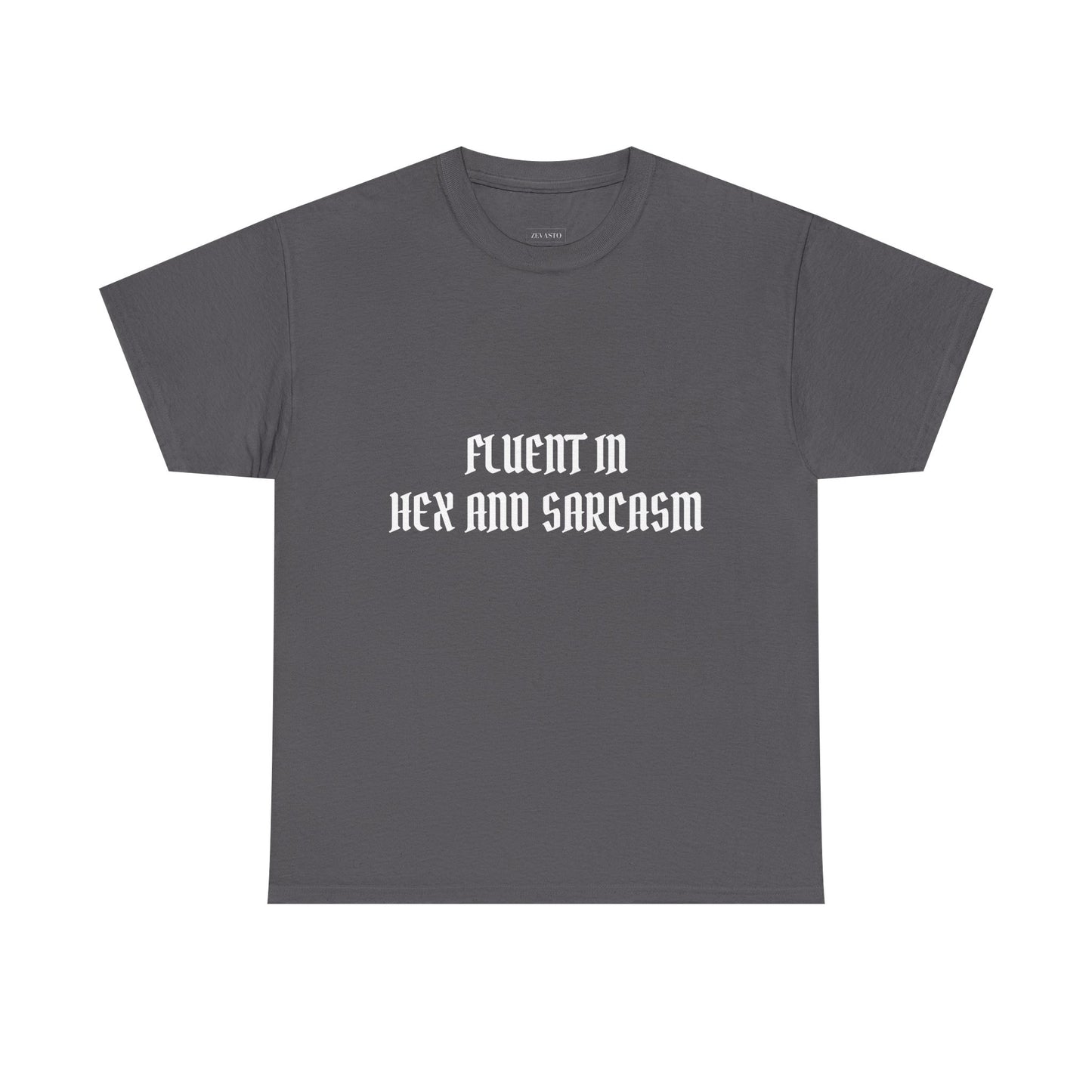Fluent in Hex and Sarcasm Unisex Heavy Cotton Tee, Perfect for Geeky Humor Lovers, Halloween Apparel