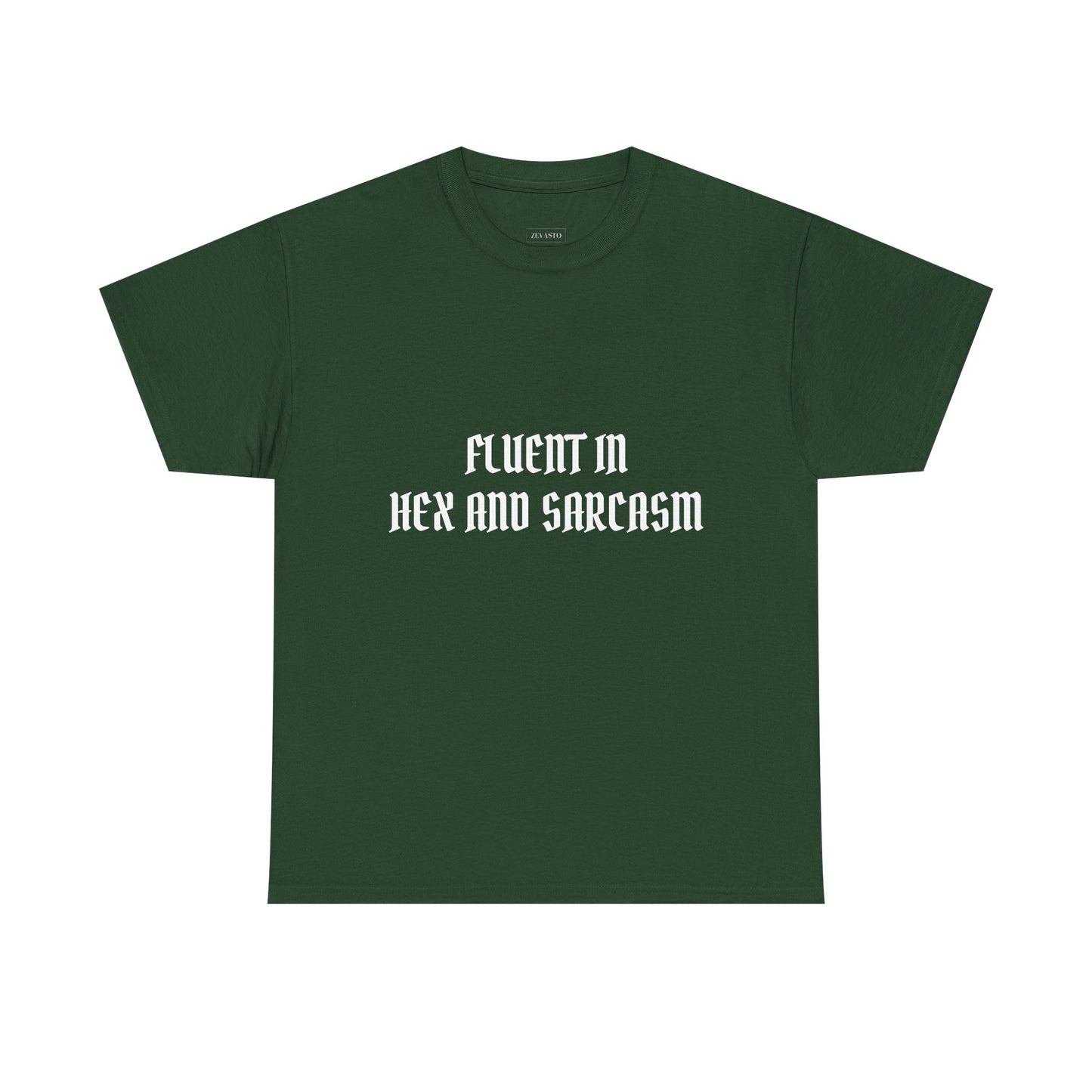 Fluent in Hex and Sarcasm Unisex Heavy Cotton Tee, Perfect for Geeky Humor Lovers, Halloween Apparel