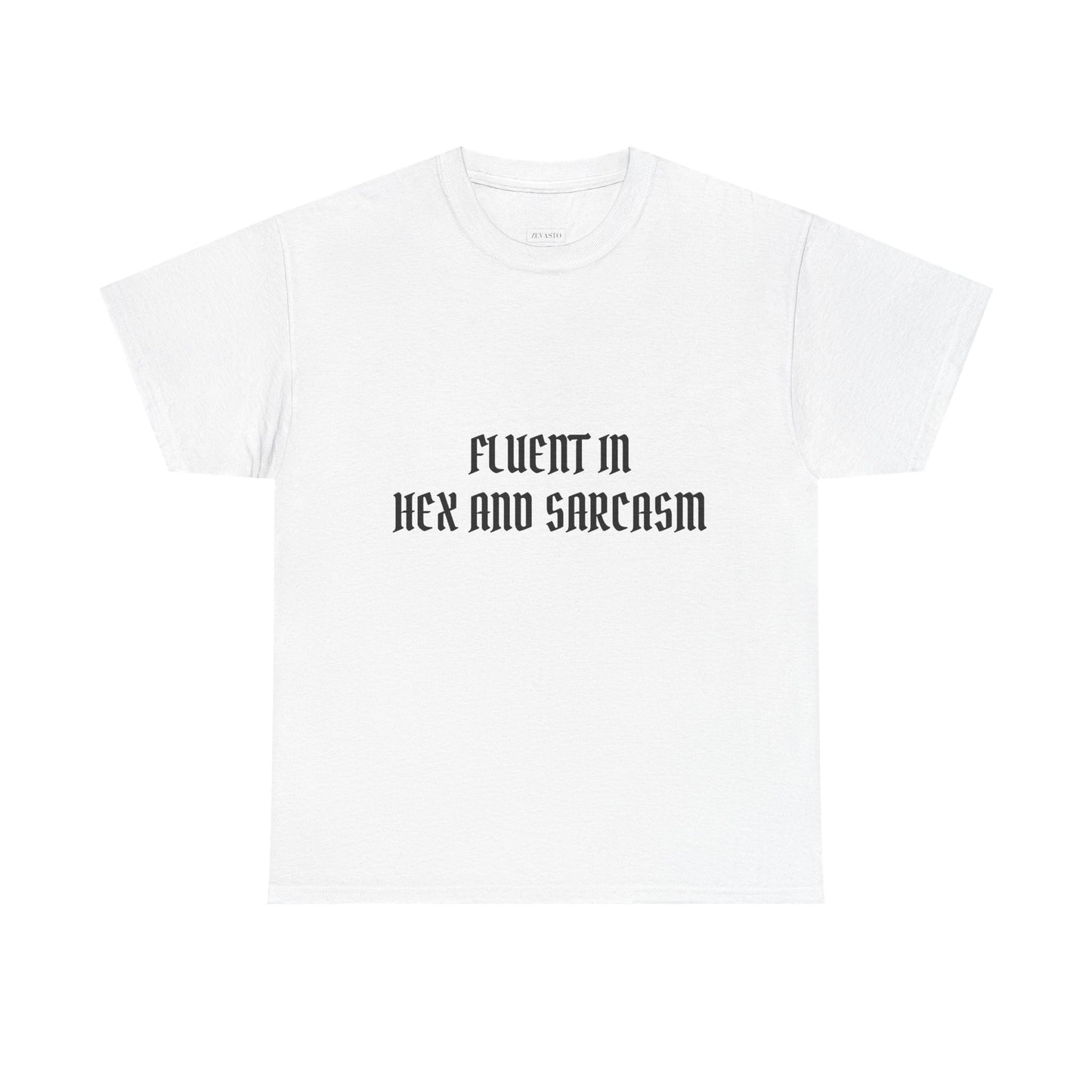 Fluent in Hex and Sarcasm Unisex Heavy Cotton Tee, Perfect for Geeky Humor Lovers, Halloween Apparel