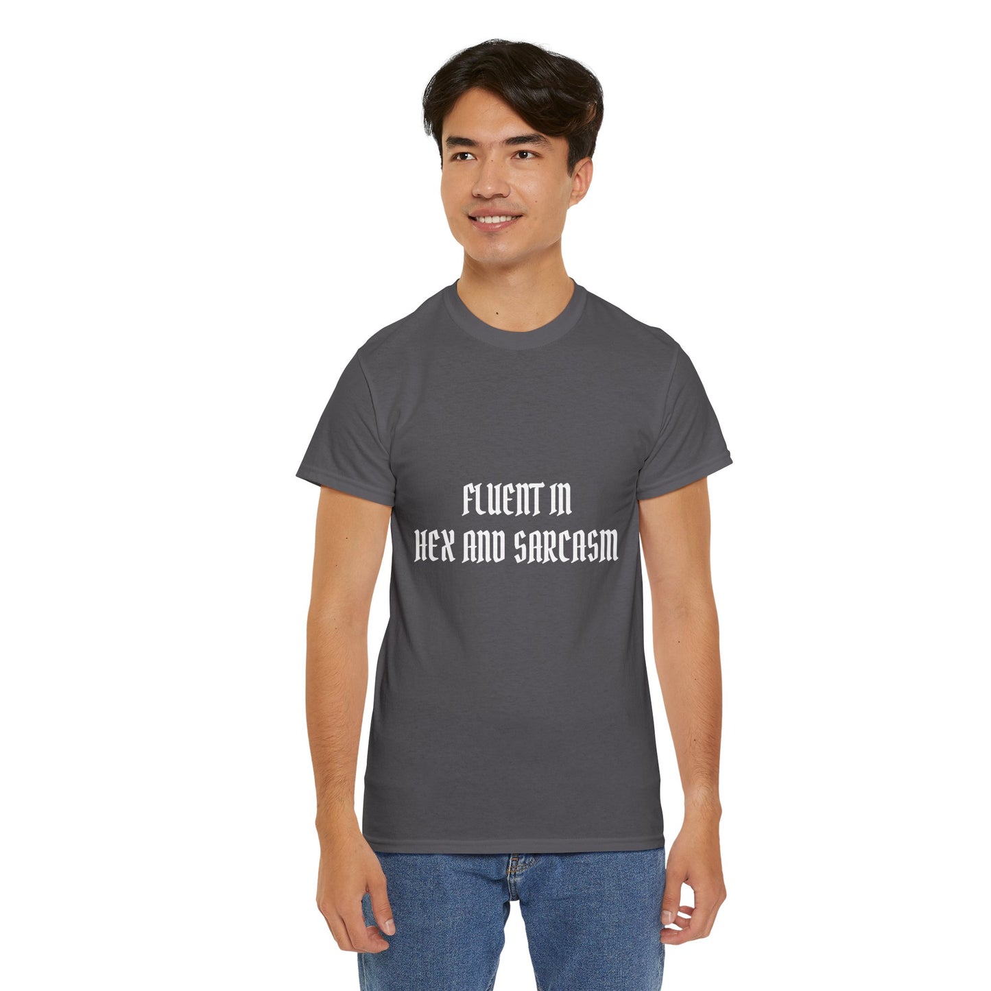 Fluent in Hex and Sarcasm Unisex Heavy Cotton Tee, Perfect for Geeky Humor Lovers, Halloween Apparel