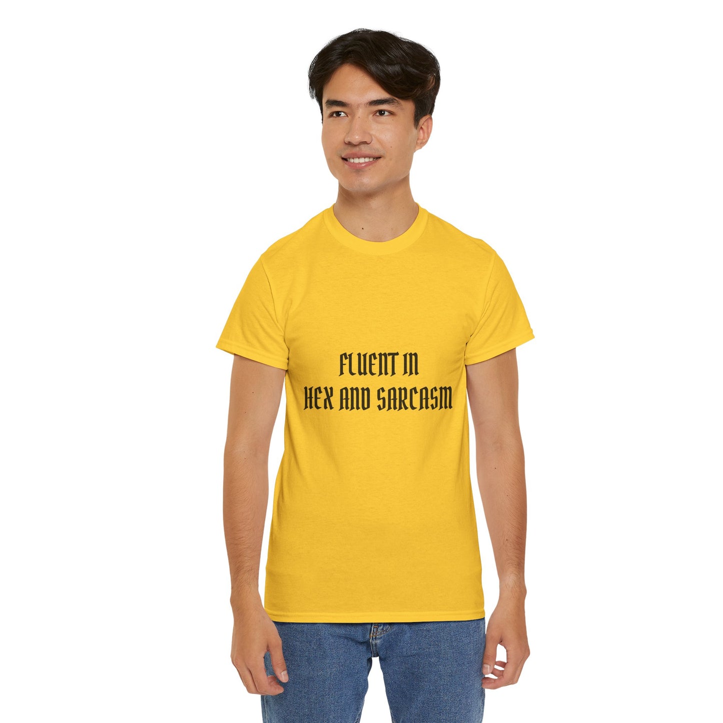 Fluent in Hex and Sarcasm Unisex Heavy Cotton Tee, Perfect for Geeky Humor Lovers, Halloween Apparel