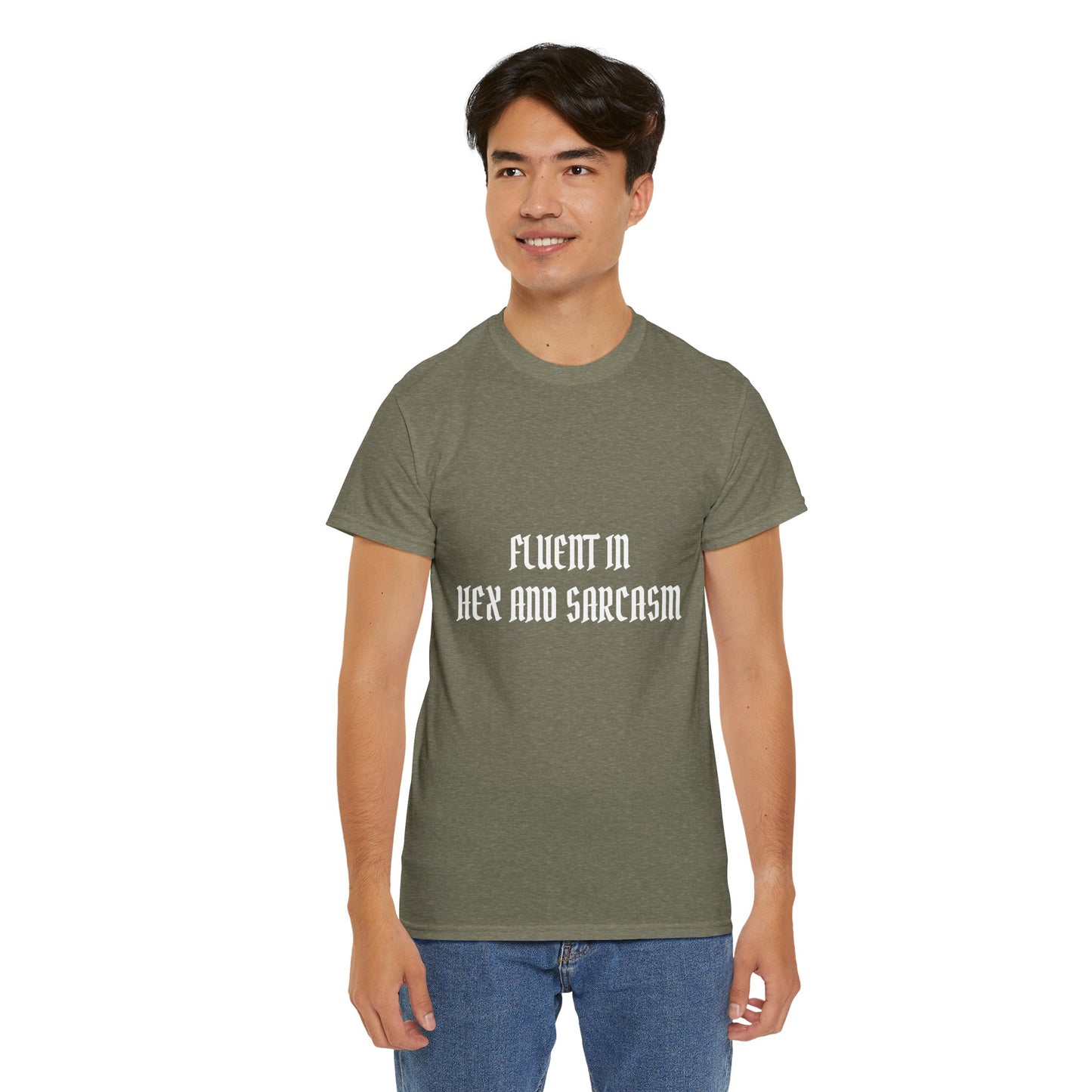 Fluent in Hex and Sarcasm Unisex Heavy Cotton Tee, Perfect for Geeky Humor Lovers, Halloween Apparel