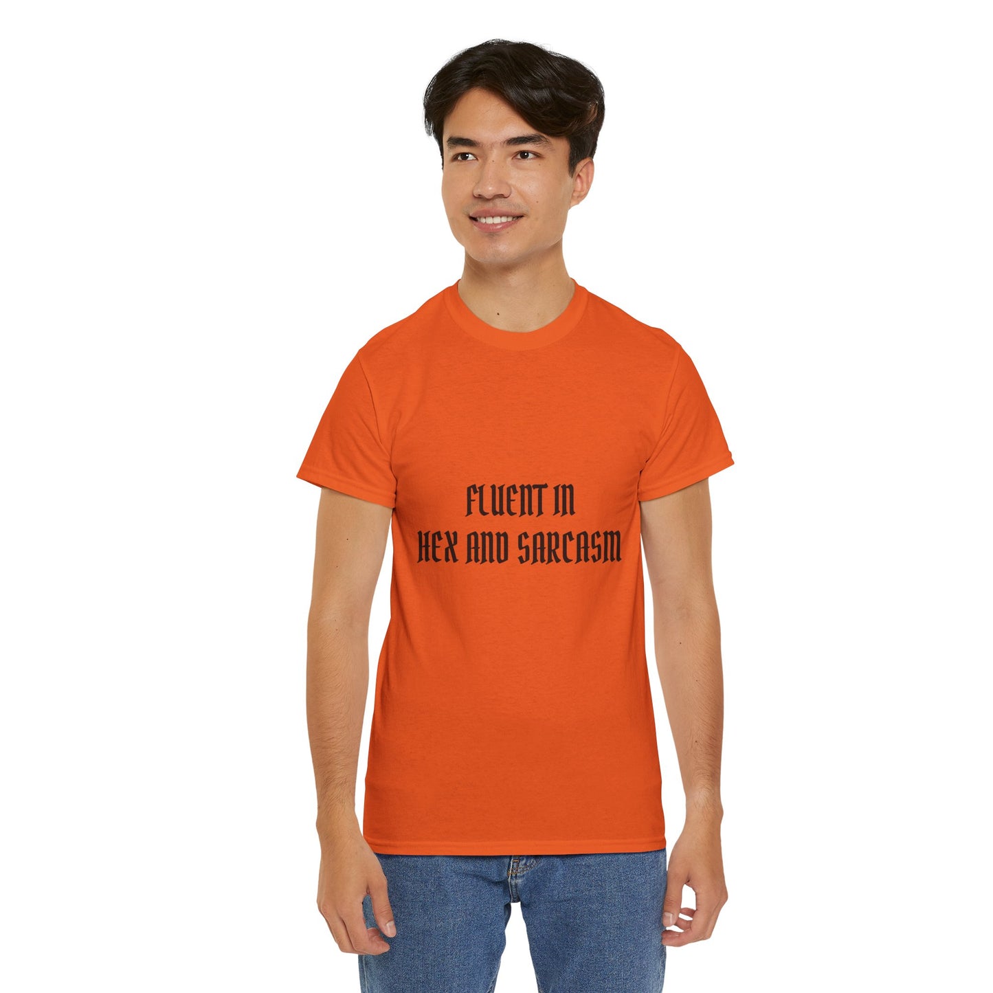 Fluent in Hex and Sarcasm Unisex Heavy Cotton Tee, Perfect for Geeky Humor Lovers, Halloween Apparel