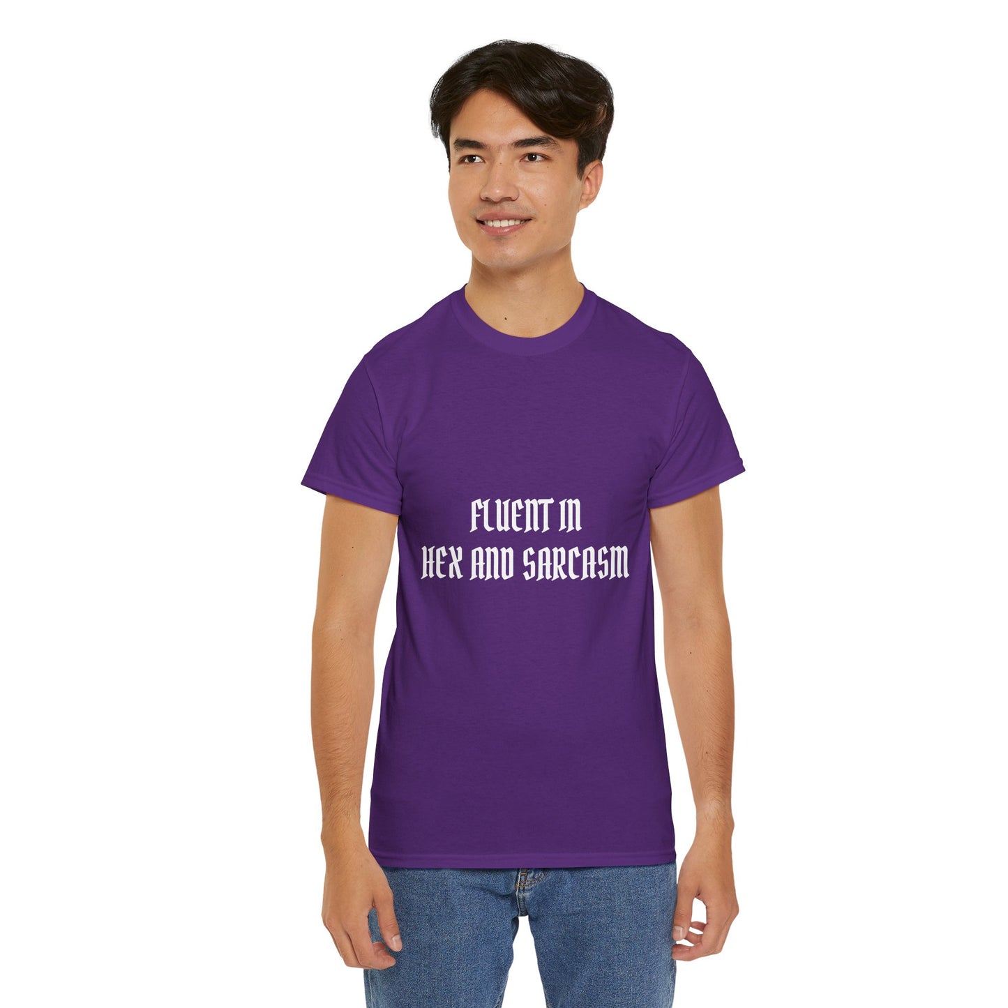 Fluent in Hex and Sarcasm Unisex Heavy Cotton Tee, Perfect for Geeky Humor Lovers, Halloween Apparel