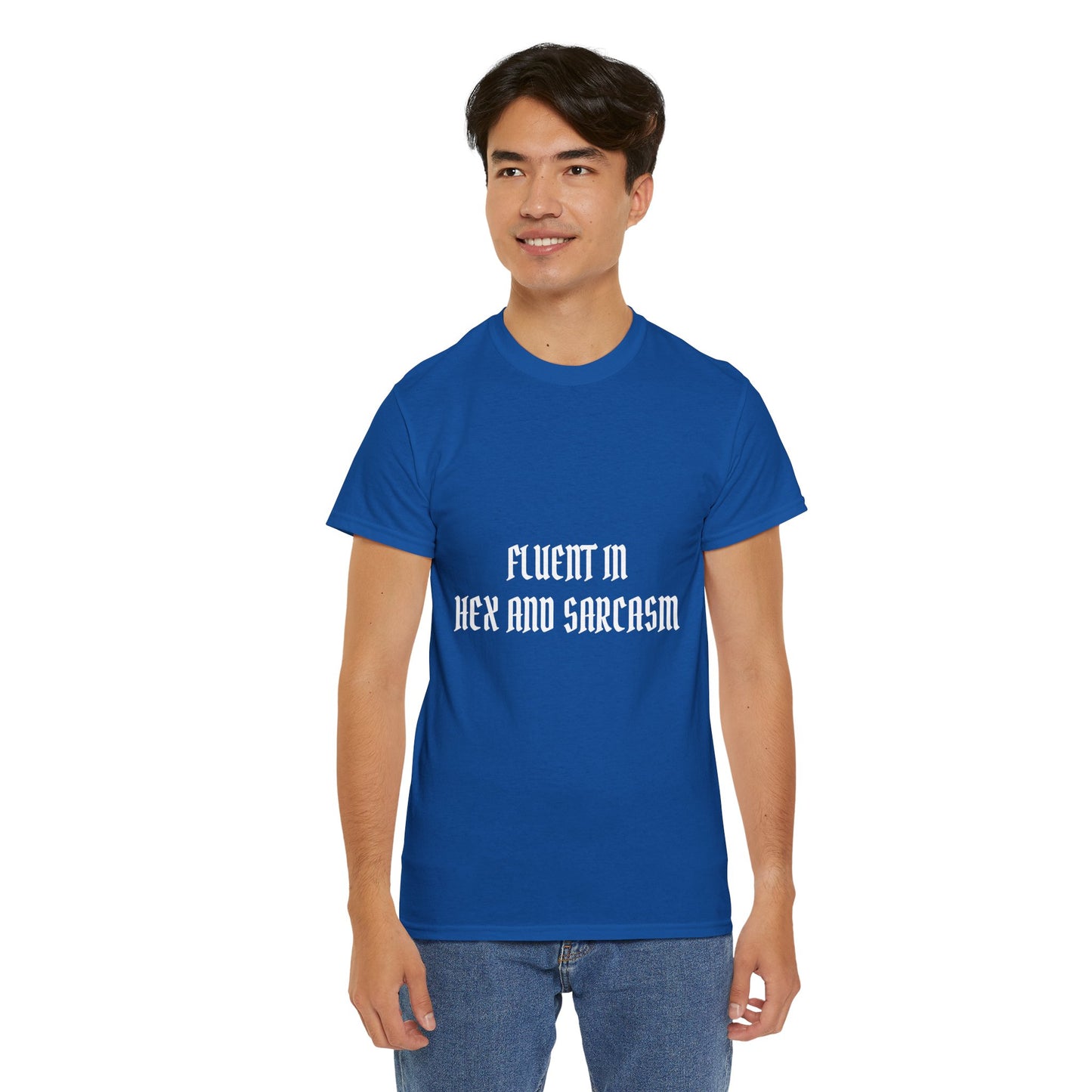 Fluent in Hex and Sarcasm Unisex Heavy Cotton Tee, Perfect for Geeky Humor Lovers, Halloween Apparel