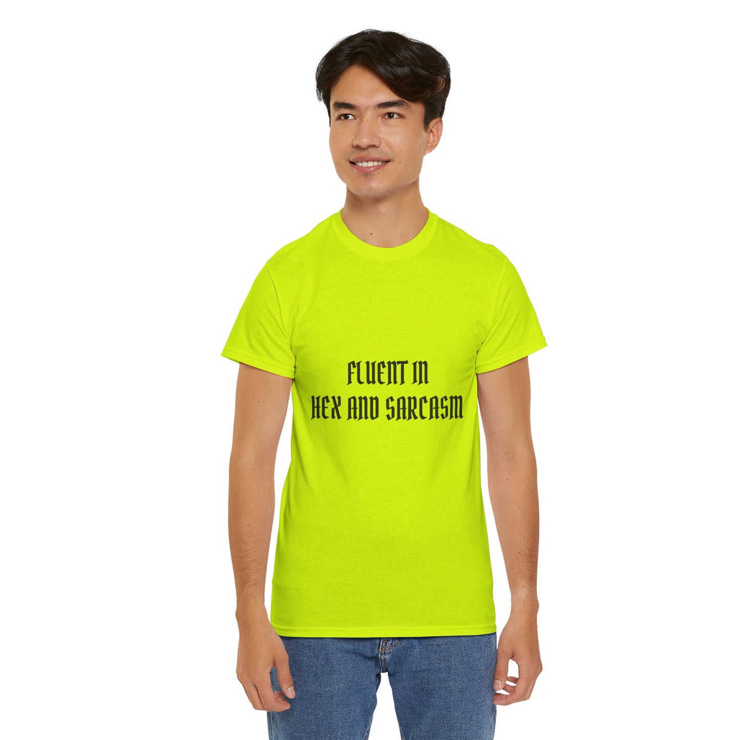 Fluent in Hex and Sarcasm Unisex Heavy Cotton Tee, Perfect for Geeky Humor Lovers, Halloween Apparel