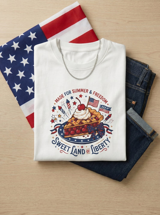 Sweet Land of Liberty Pie T-Shirt — Patriotic 4th of July Dessert Graphic Tee