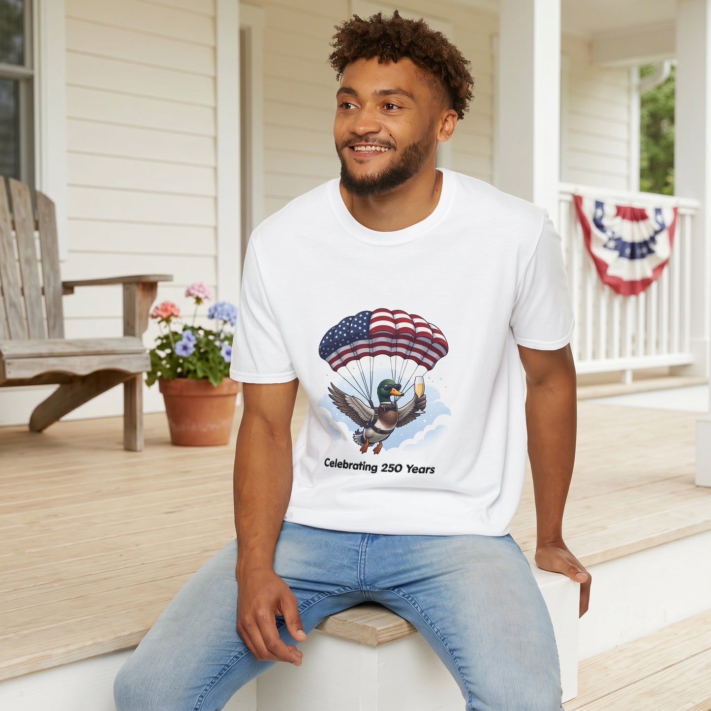 Duck Parachute T-Shirt – Celebrating 250 Years Patriotic Graphic Tee